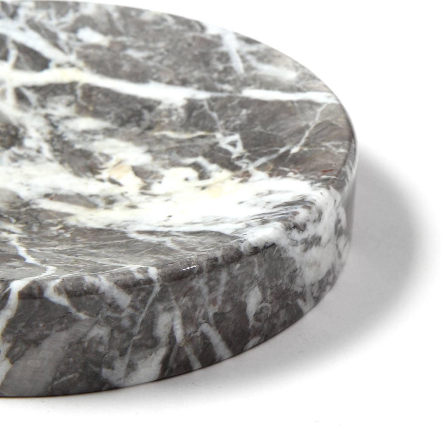 Mid-Century Modern Shallow Convex Figured Marble Bowl