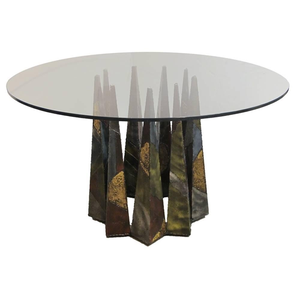 Paul Evans Dining Table Glass and Welded Steel USA 1960's