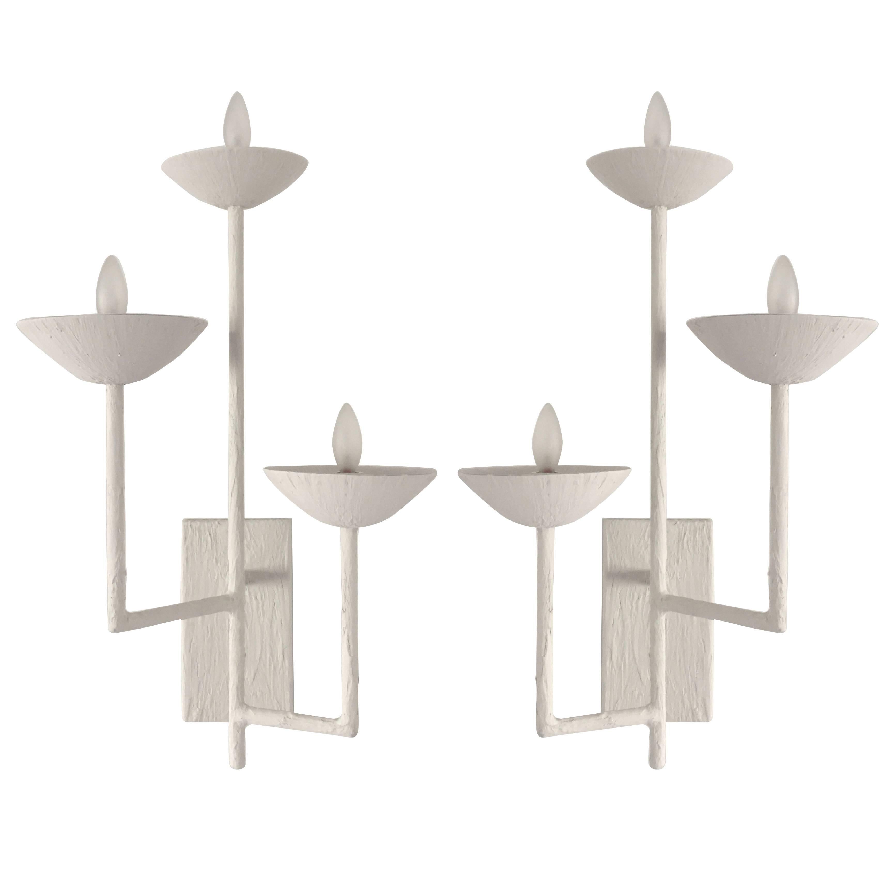 Pair of Three Armed Sconces  For Sale