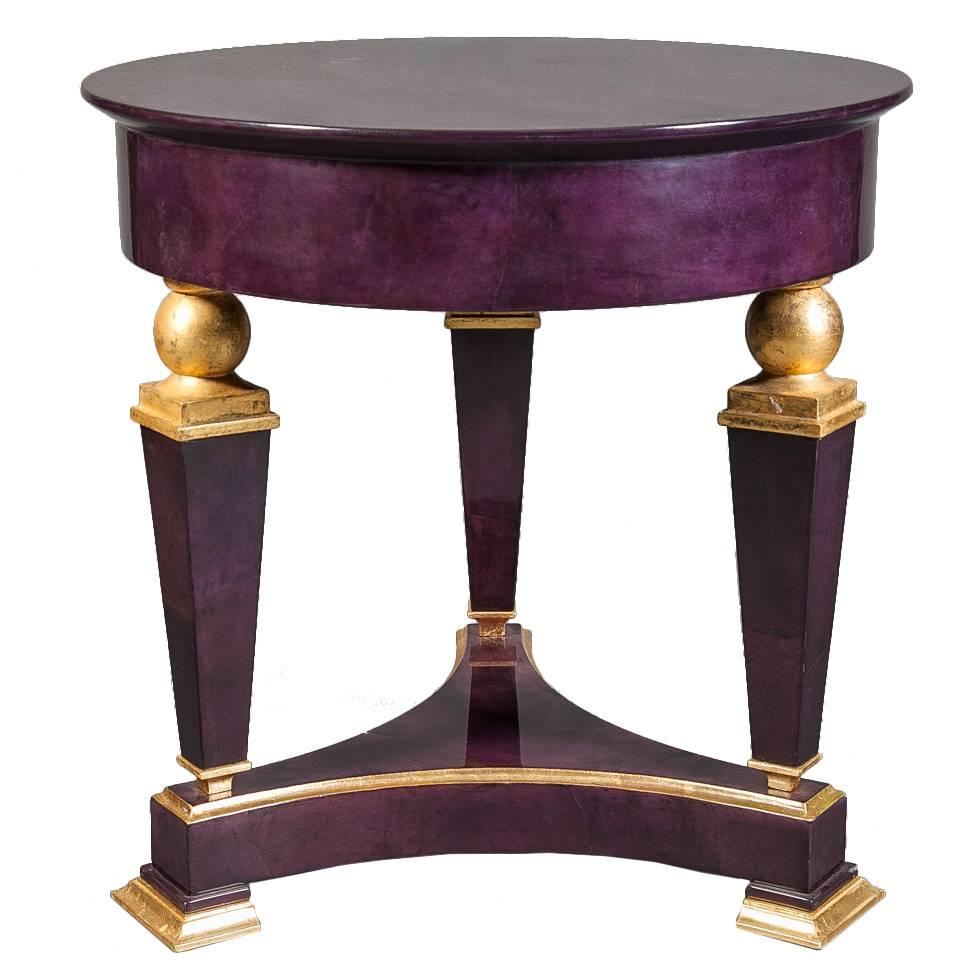 Goat Skin Springer Side Table For Sale