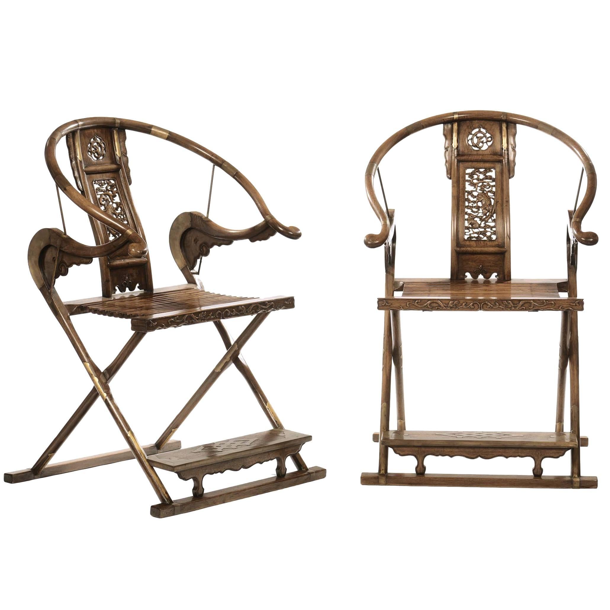 Pair of Chinese Huanghuali Armchairs