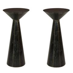 Pair of Tiled Cone Pedestals