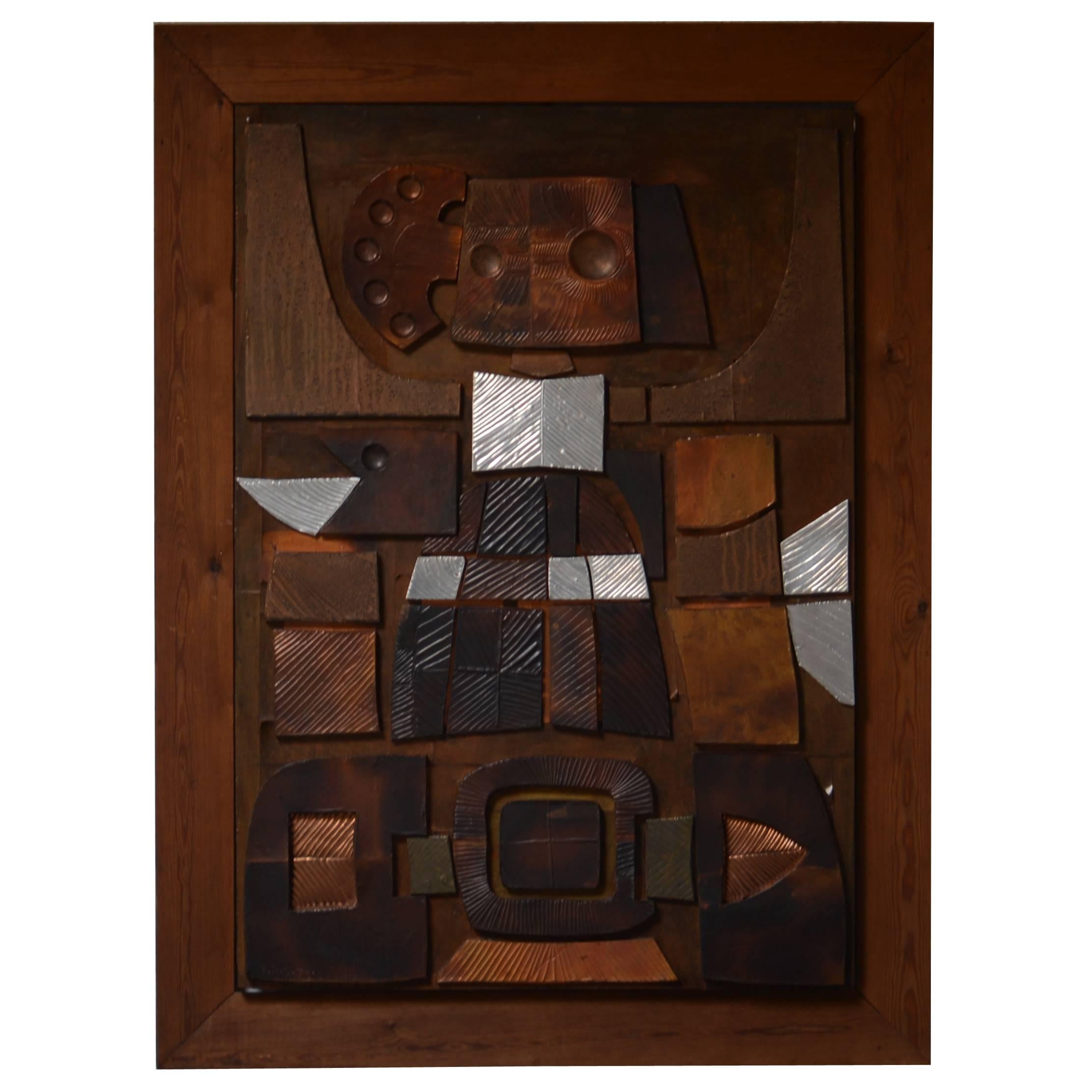 Paul René Gauguin, Relief Made of Copper and Aluminum on a Pine Frame, 1971 For Sale