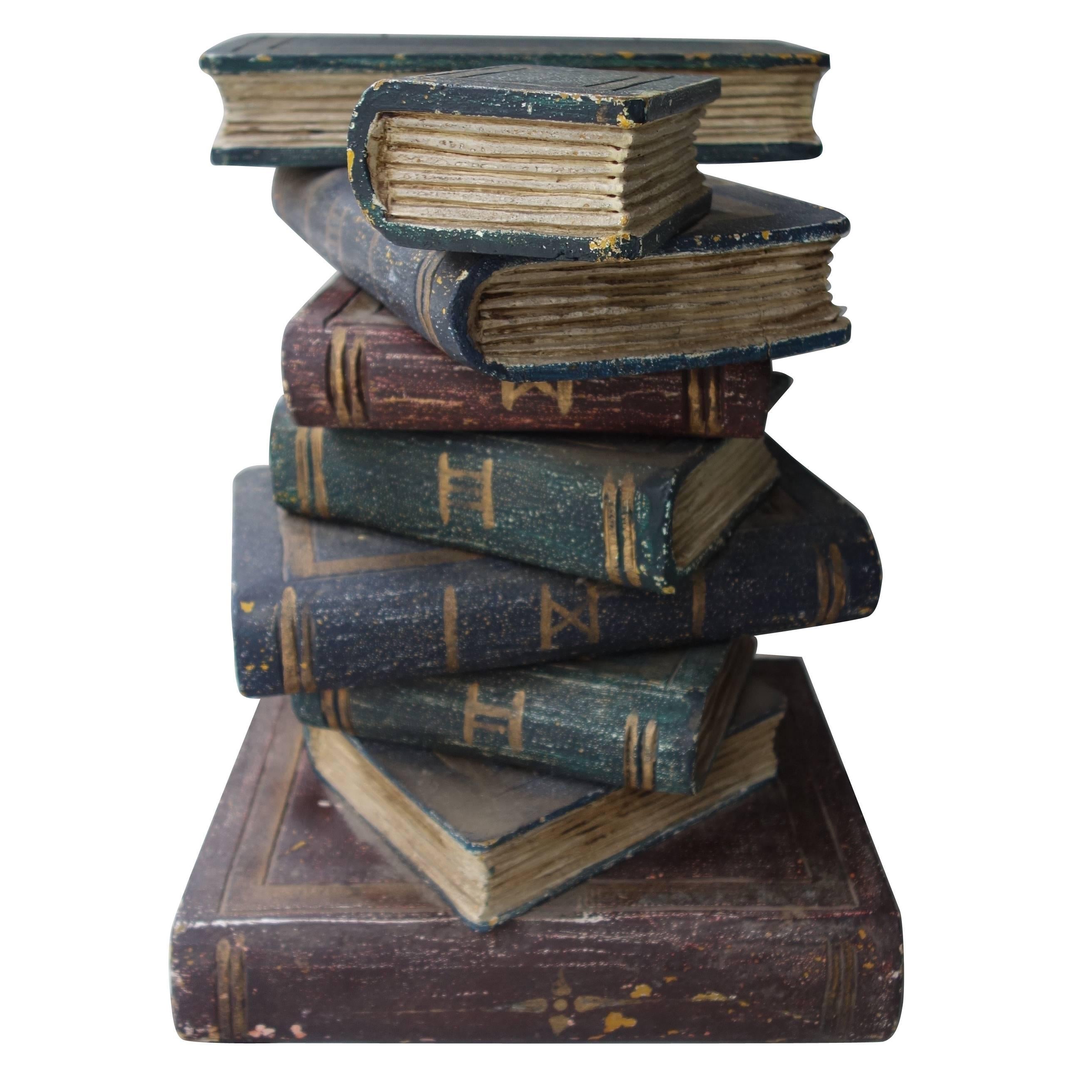 Napoleon III Style Stacked Wooden Book Side Table