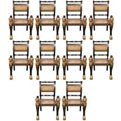 Set of 24 Lion Head Hollywood Regency Style Dining Chairs