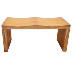 Andrianna Shamaris Natural Teak Wood Wave Bench