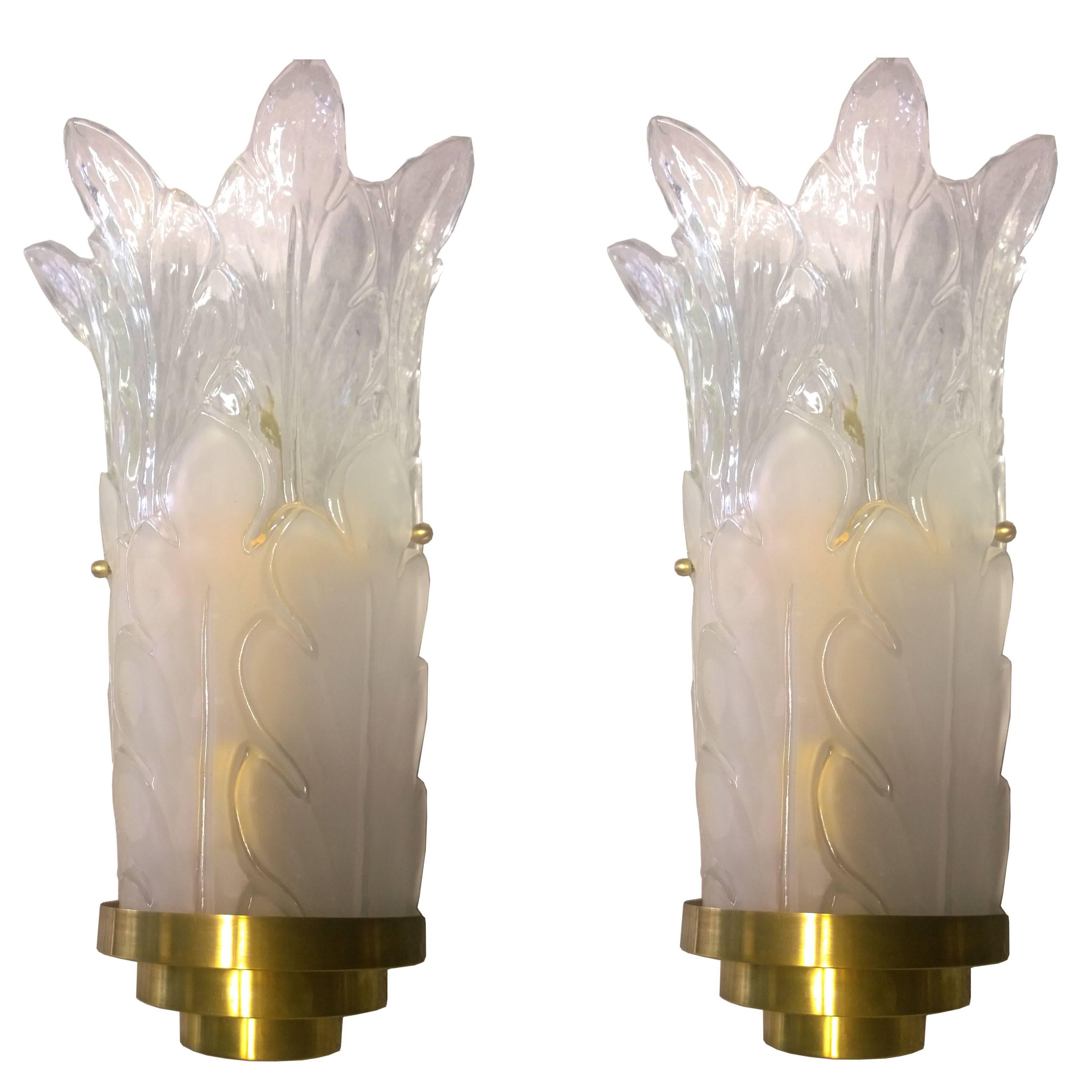 Pair of Deco Murano Glass Sconces