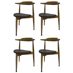 Vintage Set of Six Early Heart Chairs by Hans Wegner for Fritz Hansen