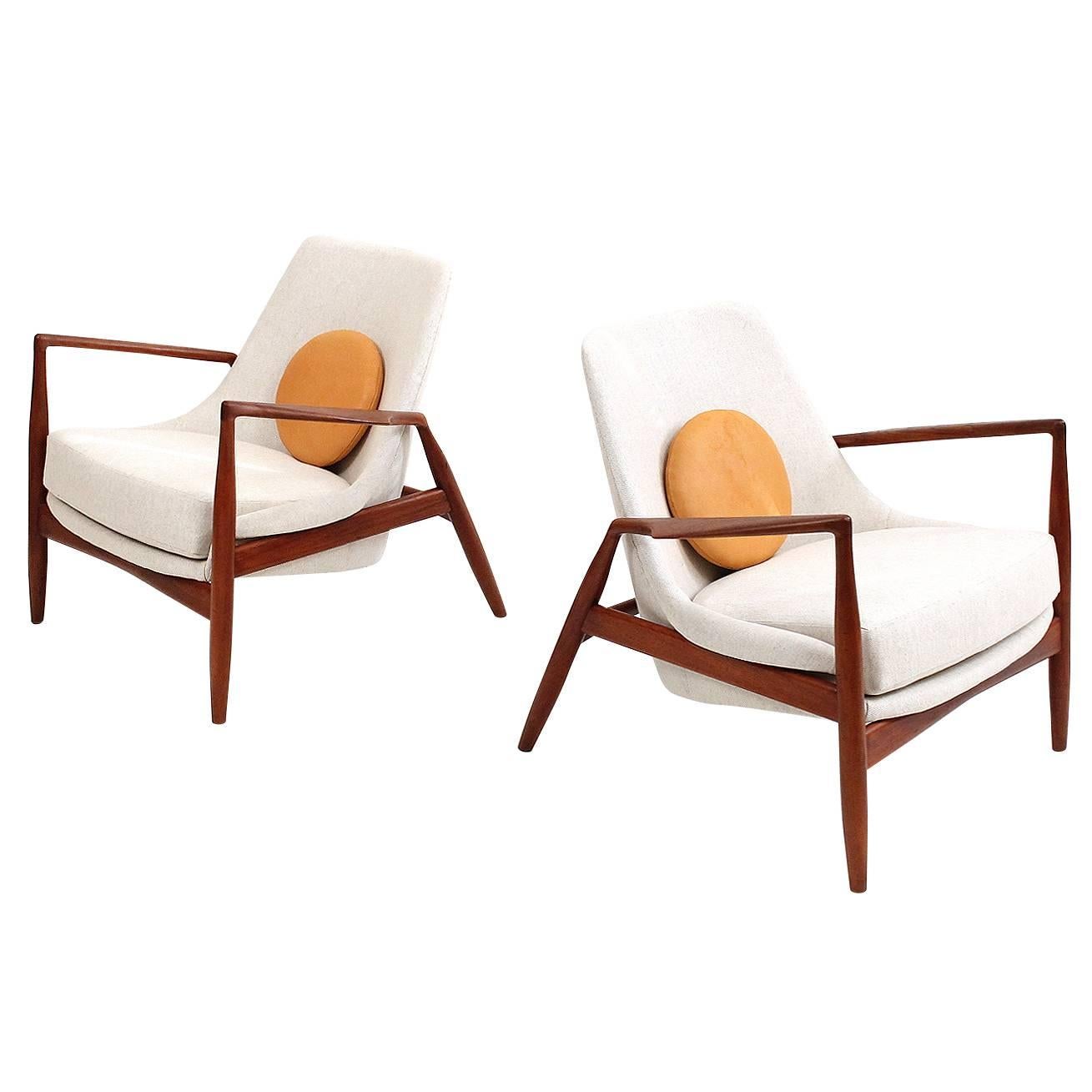 Pair of Teak “Seal" Lounge Chairs by Kofod-Larsen