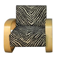 Alvar Aalto Tank Chair with Zebra Pattern Upholstery