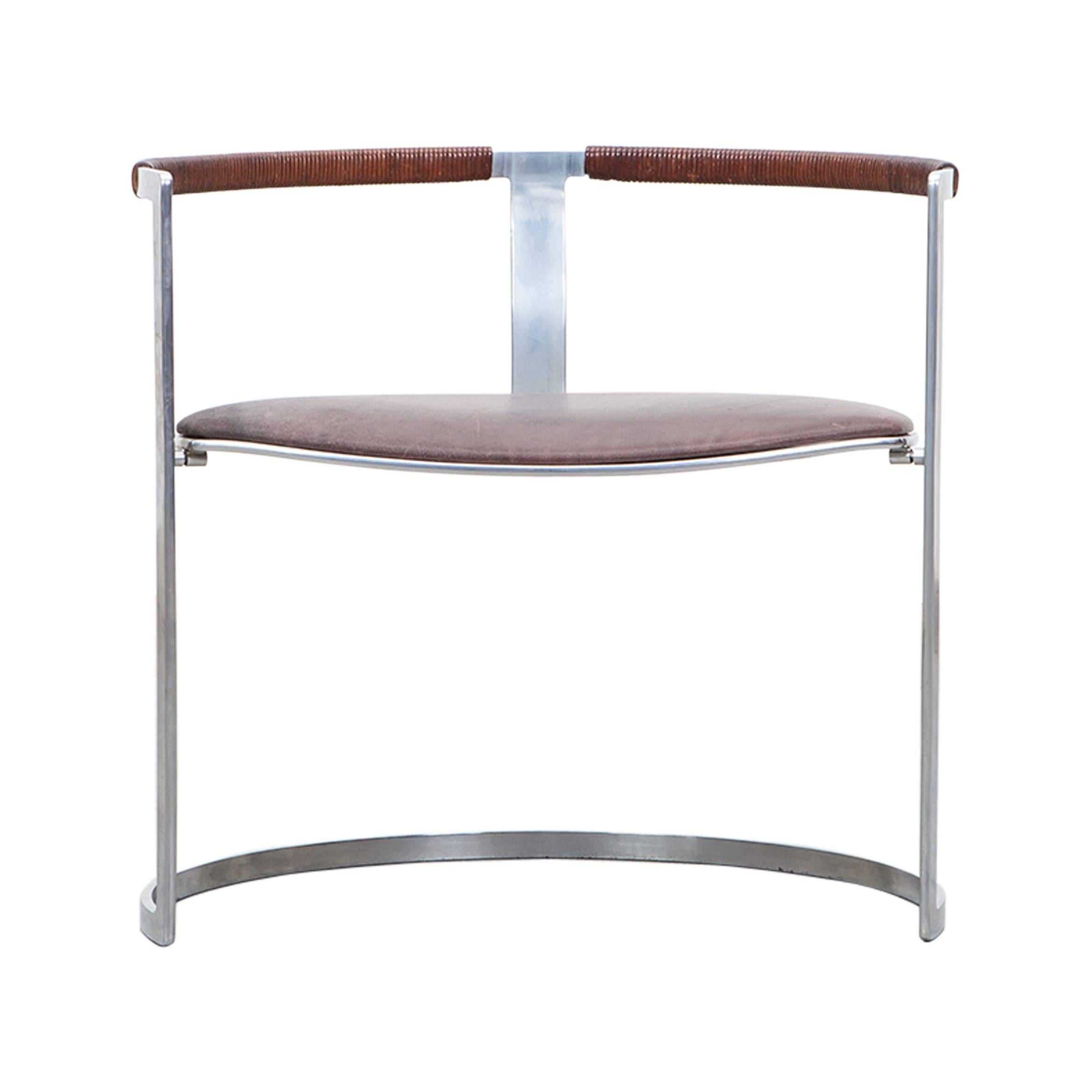 1960
s brown leather, steel base Sculptural Chair by Fabricius / Kastholm  
c
