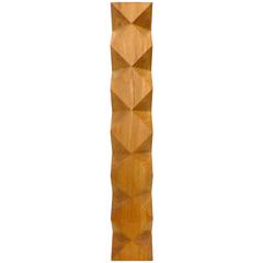 Geometric Carved Wood Totem by Aleph Geddis