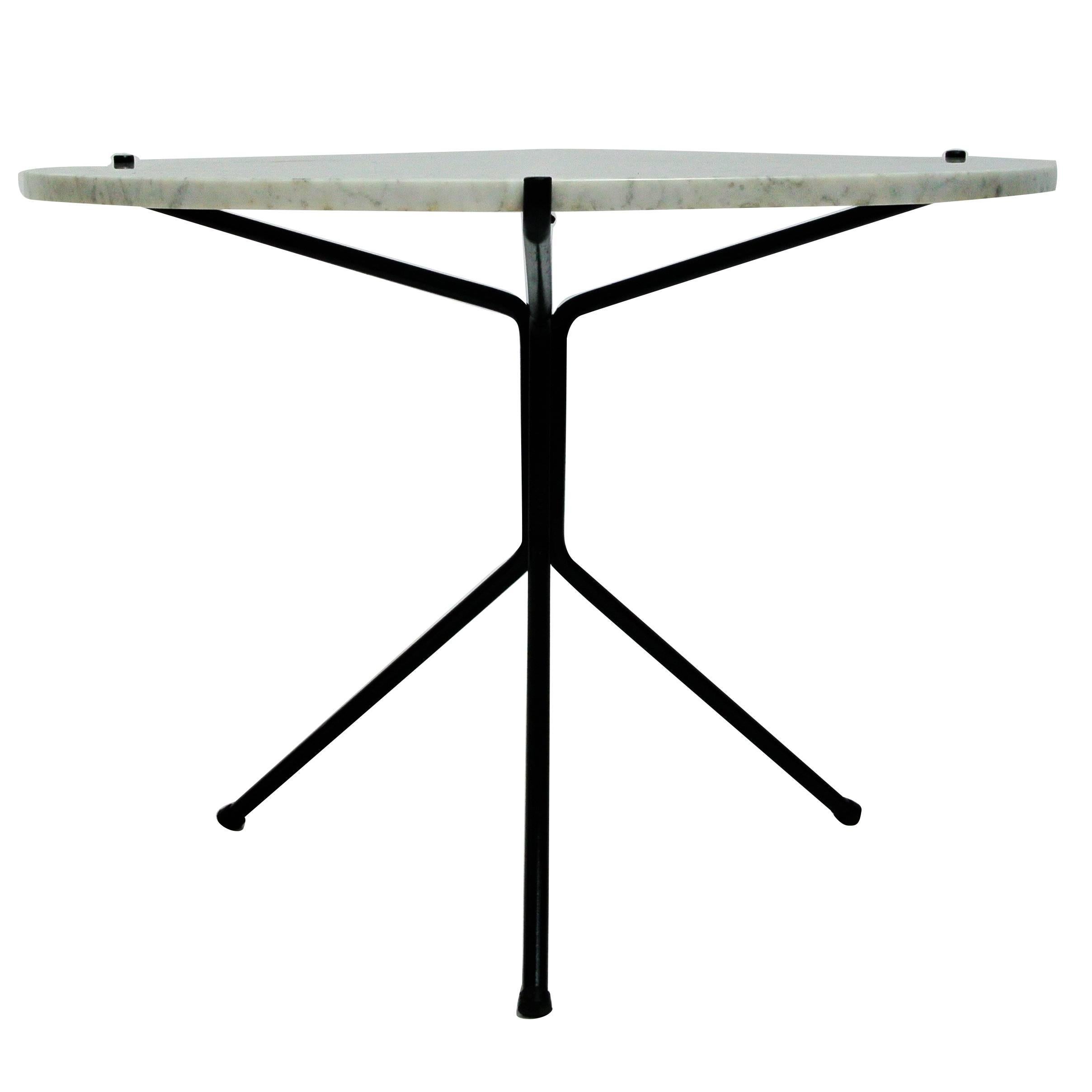 Rare Norman Cherner Marble and Iron Tripod Table, 1950s For Sale