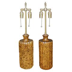 Pair of 1970's Faux tortoise Table lamps 6