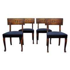 Antique Set of Four Swedish Grace Klismos Chairs by Eugen Höglund in Birch