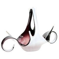 Sculptural 1960s Opal Purple and White Murano Glass Centerpiece 8