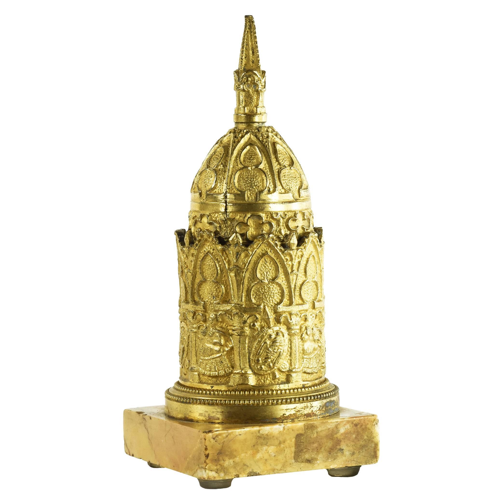 Early 19th Century Gilded Bronze Bell, Highly Architectural Design For Sale