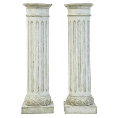 Pair of Faux Stone Carved Wooden Columns