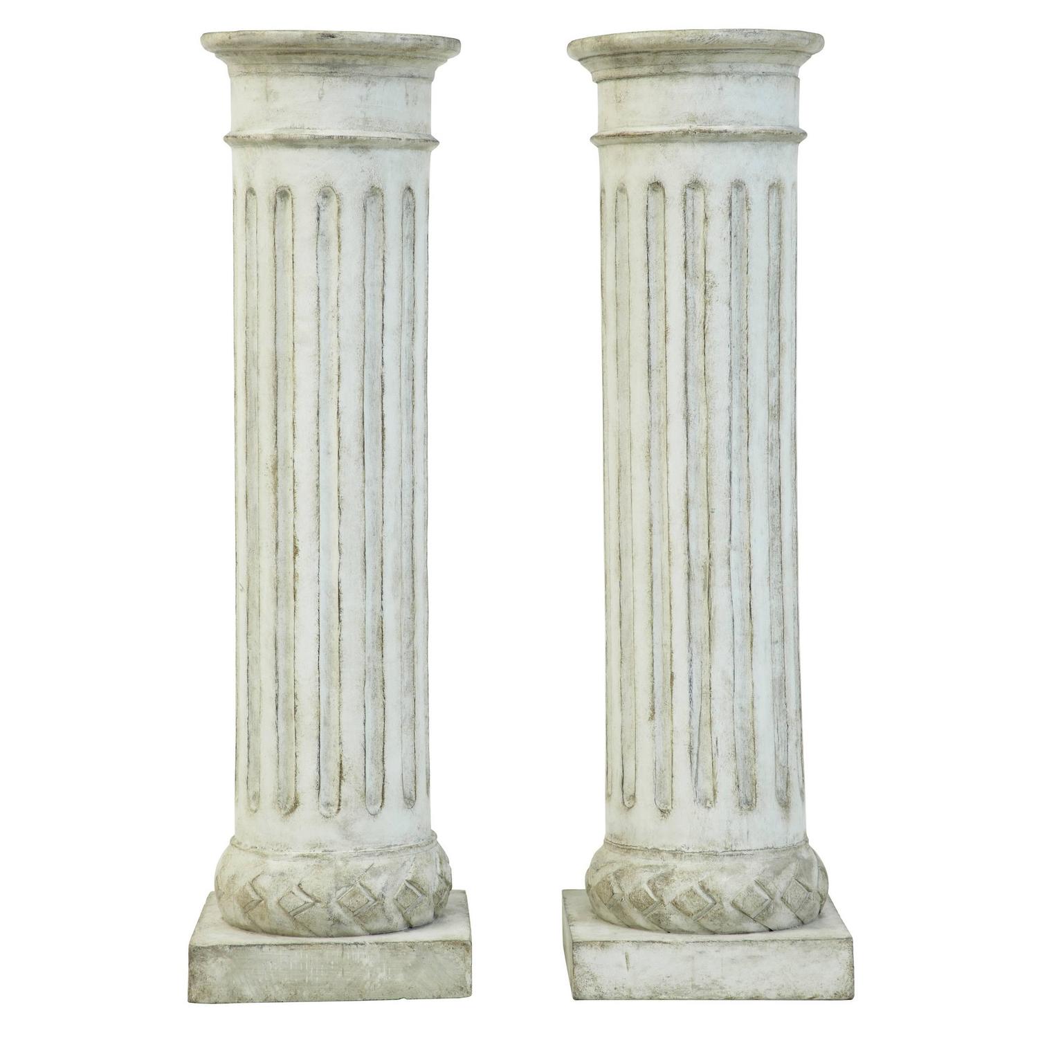 Pair of Faux Stone Carved Wooden Columns at 1stdibs