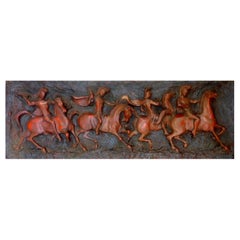 Retro Roman Warriors on Charging Horses Wall Sculpture by Finesse Originals