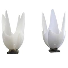 Pair of Large Rougier Tulip Form Table Lamps