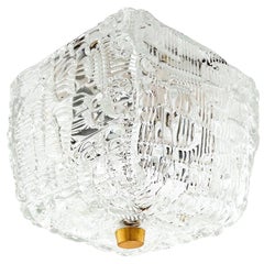 Lampe à encastrer en verre texturé, métal blanc laiton, années 50, Whiting Lighting