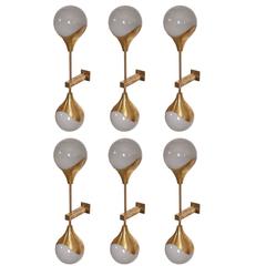 1 of 4 Murano Glass and Brass Sconce or Wall Lamp Attributed to Stilnovo 3