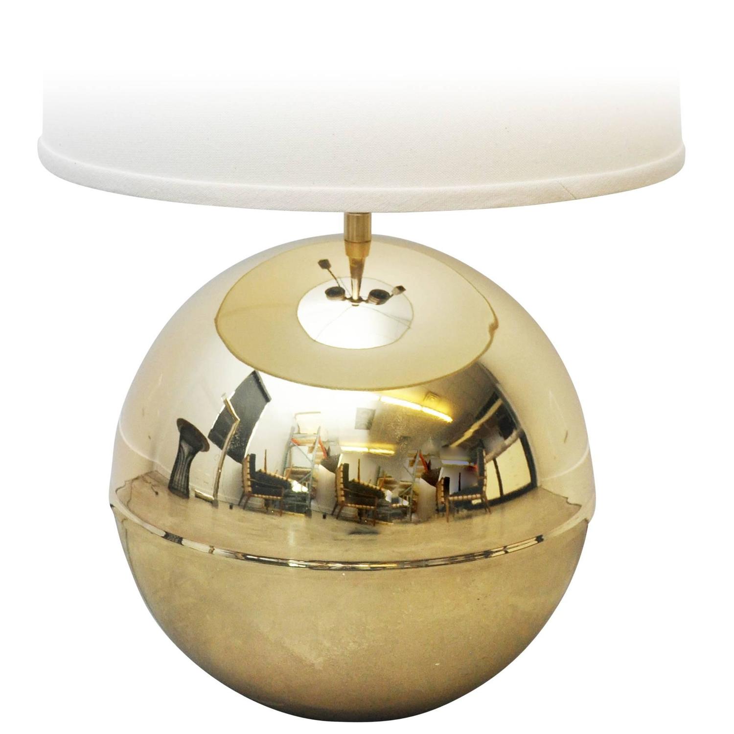Karl Springer Brass Sphere Table Lamp For Sale at 1stdibs