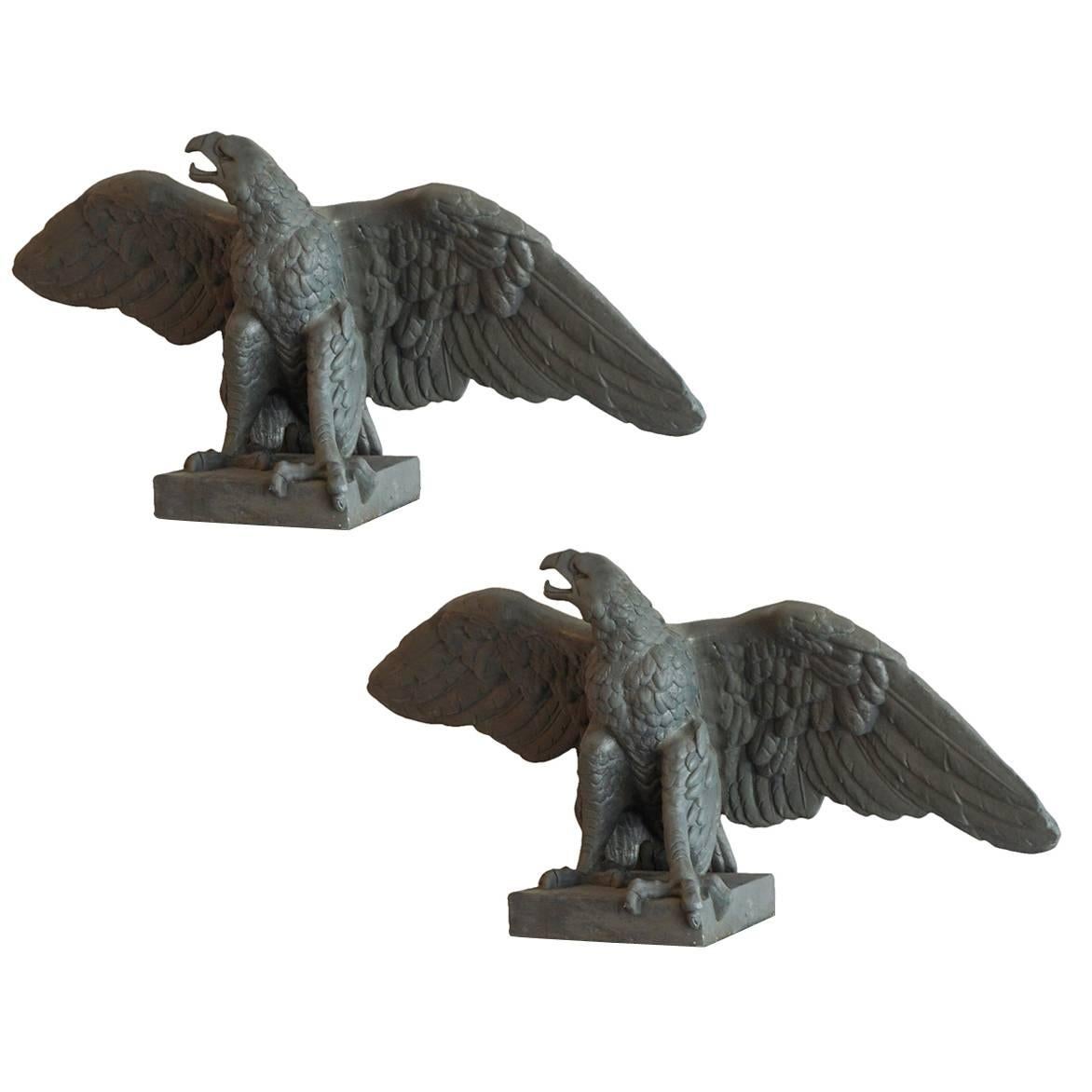 Large Mid-20th Century Pair of Eagle Statues