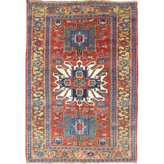 Antique Persian Karajeh-Serapi with Tribal Design