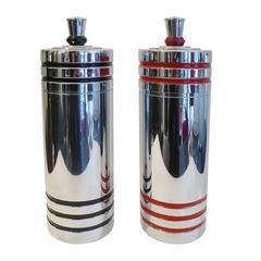 Vintage Pair Art Deco Cocktail Shakers by Chase, USA, 1930s