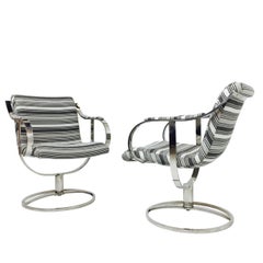 Pair of Steel Case Leather Swivel Chairs