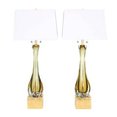 Midcentury Modern Pair of Murano Glass Table Lamps by Seguso