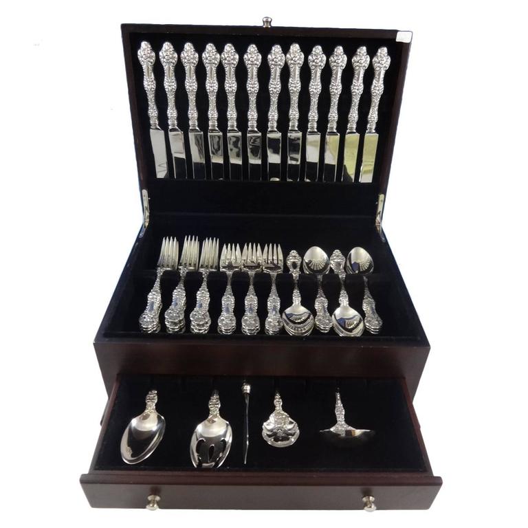 Old Orange Blossom Gorham Alvin Sterling Silver Flatware 12 Set 53 Pcs