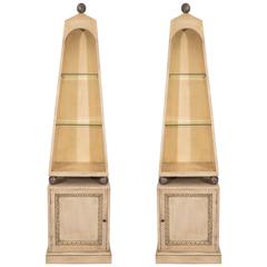 Pair of Italian Mid-Century Painted Obelisk Bookcases