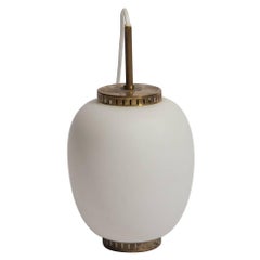 Single Brass and Opaline Stilnovo Pendant, 1950s, Italian