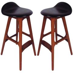 Pair of Danish Modern Teak Stools by Erik Buch