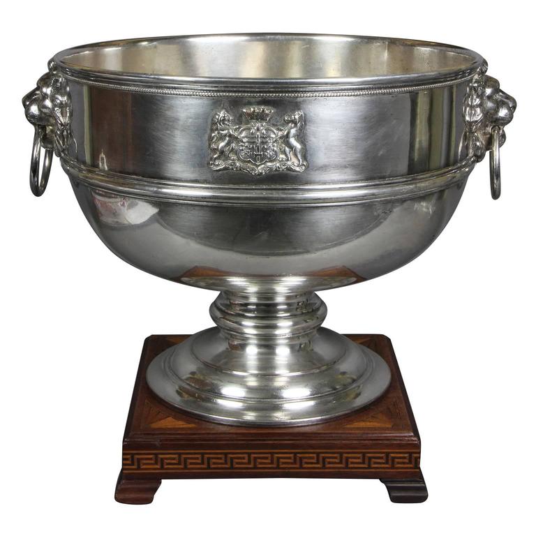 Regency Silver Plated Footed Punch Bowl Bearing the Arms of the City of