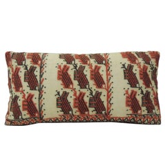 19th Century Turkish Embroidery Lumbar Decorative Pillow.