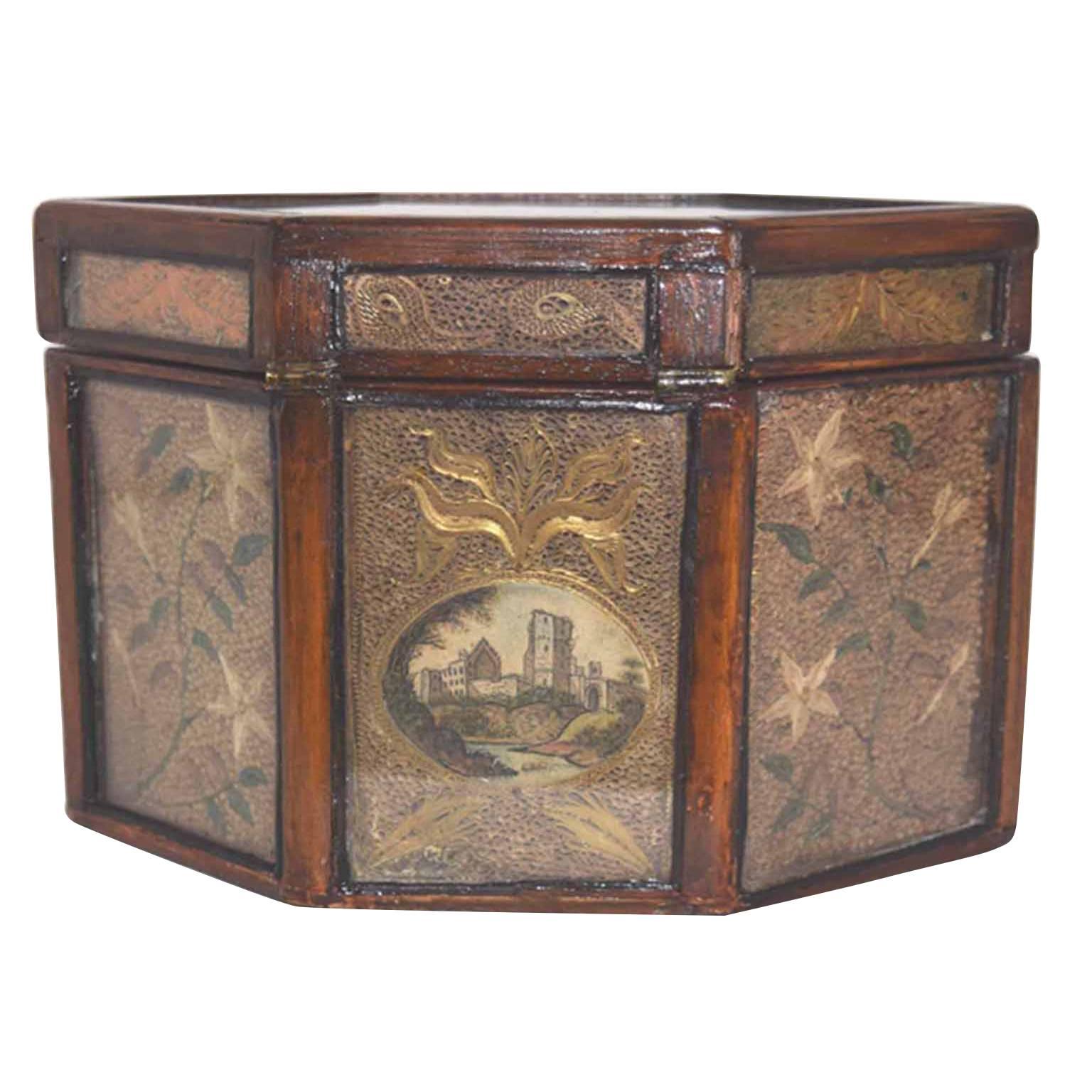 Rare and fine antique English George III period tea caddy, circa 1780. For Sale