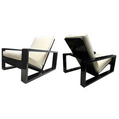 Style of Jean Royère Pair of Awesome Comfortable Lounge Chairs, Fully Restored
