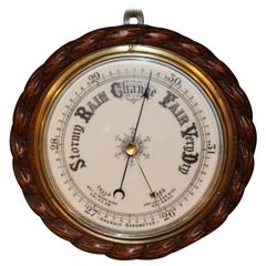 English Rope Edge Circle Aneroid Barometer in Working Order