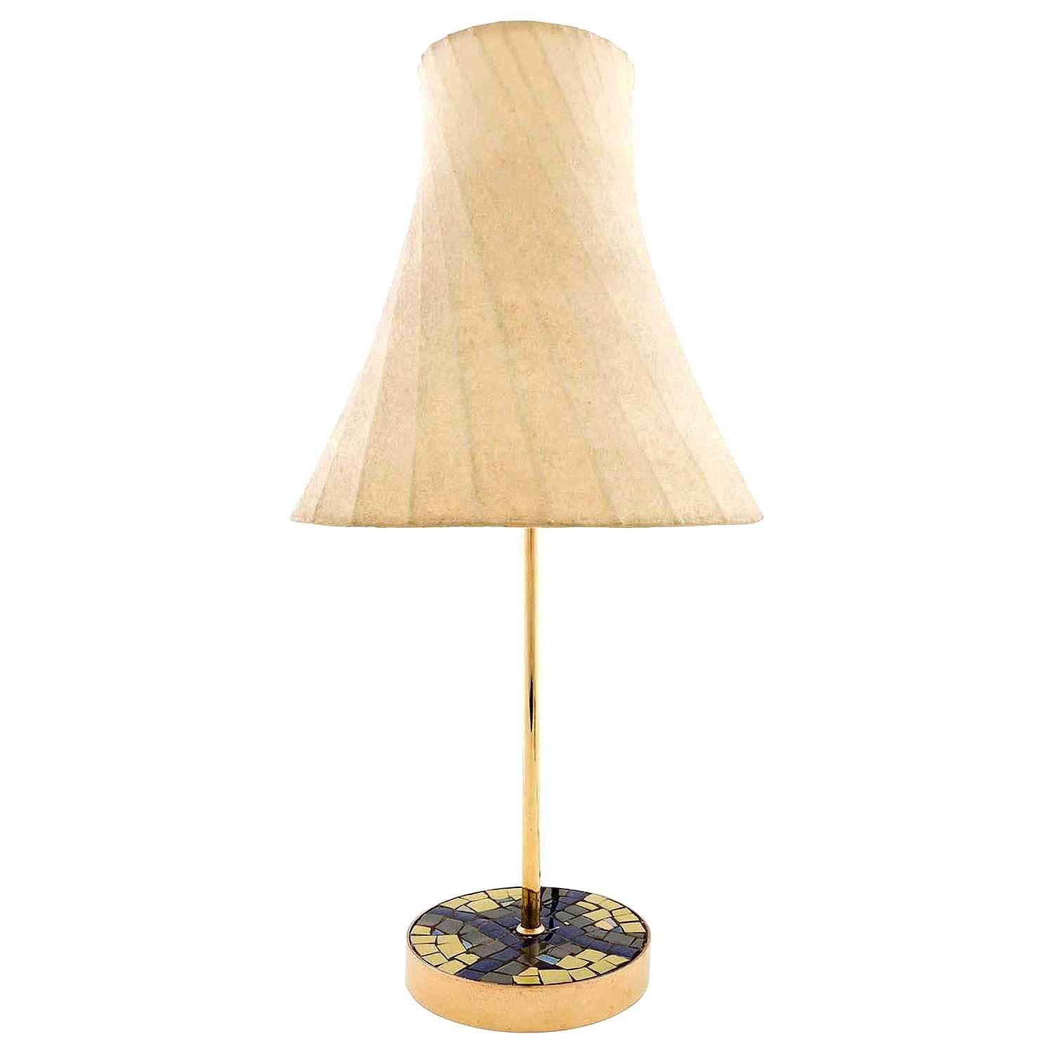 Mid-Century Table Lamp 'Spule' Mod. 1235 by Kalmar, Brass Mosaic Cocoon, 1960s For Sale