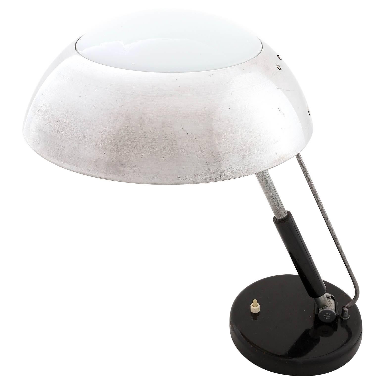 Bauhaus Table Lamp By Karl Trabert Nickel And Opal Glass