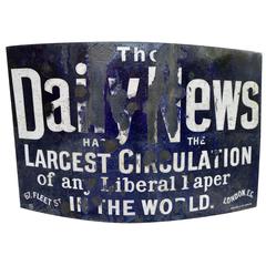 Antique Charles Dickens Daily News Enameled Metal Sign by Willing & Co London