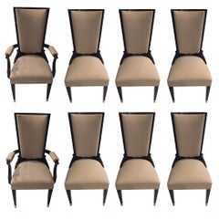 Set of Eight French Art Deco Dining Chairs in the Style of Jules Leleu
