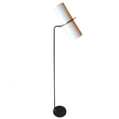 French Modern Brass and Forged Steel Floor Lamp by Maison Lunel