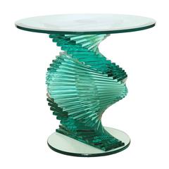 Medium Glass Side Table with Beveled Glass Top