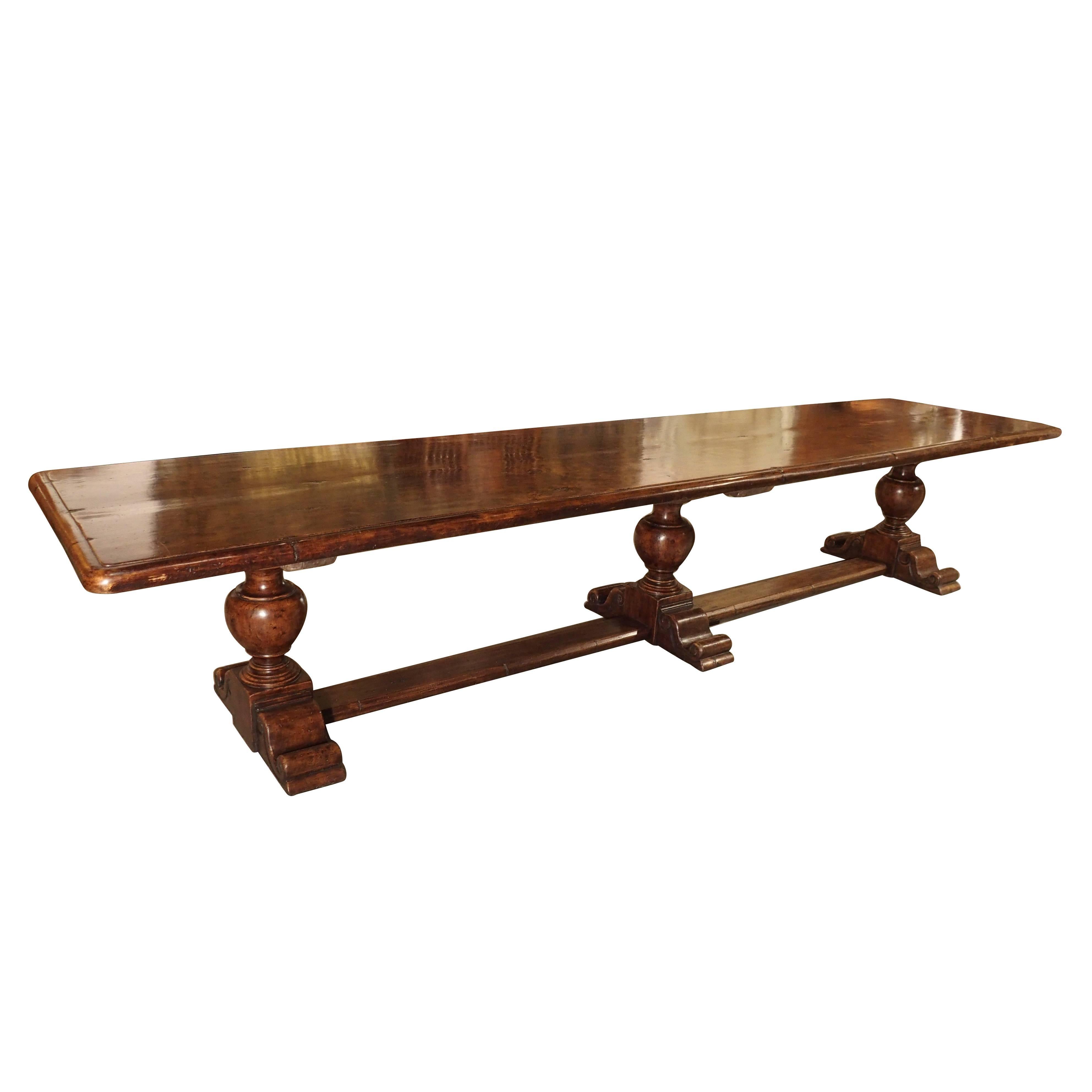 14' Long Walnut Wood Dining Table from Italy