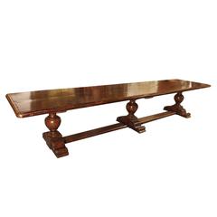 14' Long Walnut Wood Dining Table from Italy